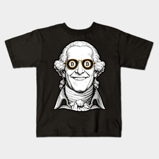 Bitcoin George Washington Funny Cryptocurrency Crypto Trader Kids T-Shirt